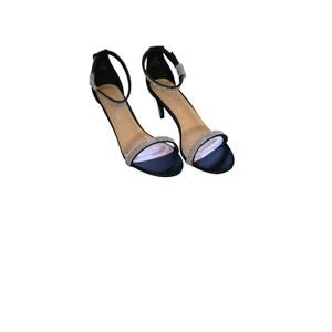 Lauren Lorraine Sondra Black Embellished Ankle Strap Stiletto Heel Sandal